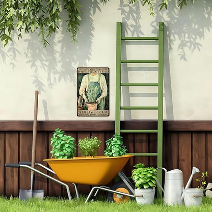 Vintage Gardening Tin Sign Metal Wall Decor Rustic Farmhouse Theme You Get Old When Stop Gardening Saying 8x12inch