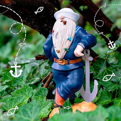 Navy Gnome 11.43" x 5.5", Funny Garden Gnomes, Gnomes Decorations for Yard, Patriotic Garden Decor, Navy Gifts, Army Gnome