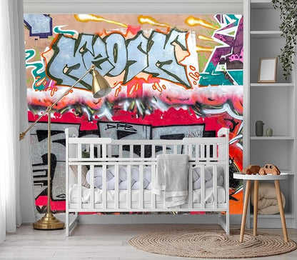 XMPMBM-Graffiti Art backsplash Large Decorative Wallpaper Bedroom Bathroom Nursery Room Wall Mural- W 154" X H 105"（112 Square Foot）