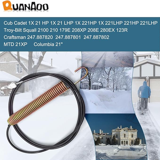 Auger Control Cable 946-04701 for Cub Cadet Craftsman Troy-Bilt MTD Columbia 21" Snow Blowers or Snow Thrower Replace 746-04701 Auger Clutch Cable