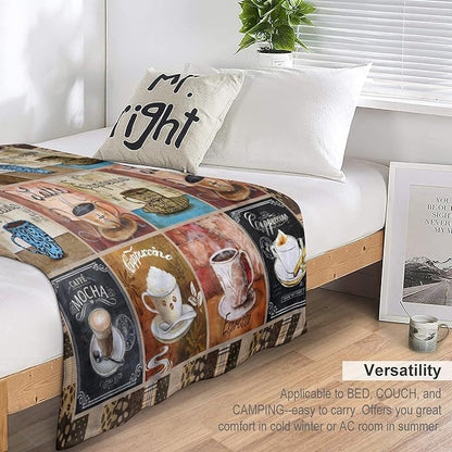 Coffee Blanket Gifts for Lovers - Soft Warm Cozy Fleece Throw for Women Men Adults - Sofa Bed Couch D1 40"x50"