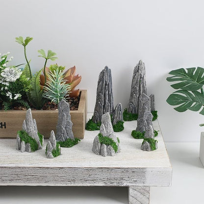 NOLITOY Simulated Rockery Ornaments Set of 8 - Realistic Miniature Garden Decor for Bonsai Home and Office Decoration Perfect for Micro Landscapes