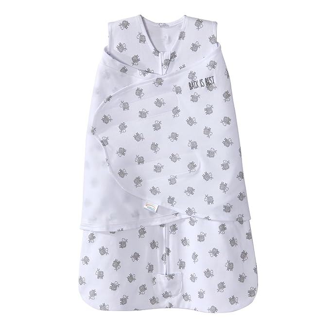 HALO 100% Cotton Sleepsack Swaddle, 3-Way Adjustable Wearable Blanket, TOG 1.5, Lamb Scribble White, Newborn, 0-3 Months