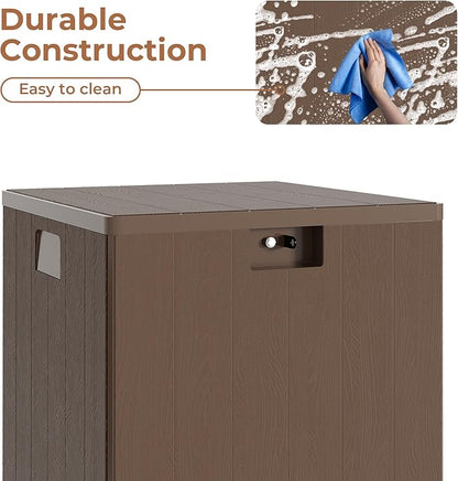 28 Gallon Outdoor Storage Box, Lockable Resin Deck Box Indoor and Outdoor Use, Waterproof Patio Deck Storage Box For Package Delivery, Furniture Cushions, Garden Tools, Pool Accessories