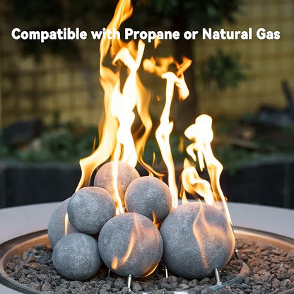 Skyflame Ceramic Fireplace Balls, Set of 12 Round Fire Stones Set for Indoor and Outdoor Fire Pits or Fireplaces Accessory, 4 Inch, Gray