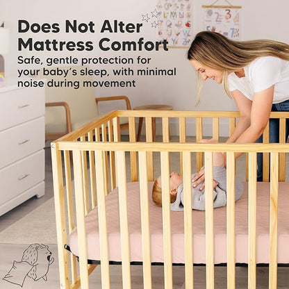 Waterproof Crib Mattress Protector Cover Fitted - 2-Pack Quiet Baby Crib Mattress Pad Sheets, 52" x 28" Soft Quilted Cotton Baby Sheet, Machine Washable, Easy Fit, Durable (Cameo/Mavy)