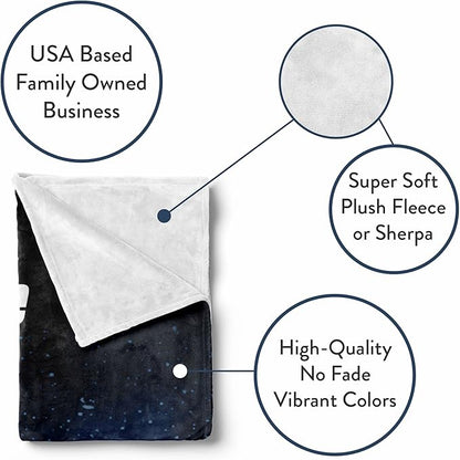 Personalized Astronaut Space Fleece Throw Blanket | Custom Adult and Kids Soft Warm Travel Blanket | Birthday Gift for Boys and Girls (Space V5, Sherpa - 60x80)