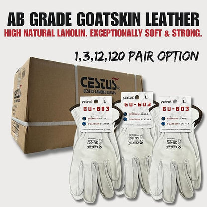 Cestus GU603, Goatskin Leather Work Gloves (1,3,12,120 Pairs)
