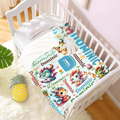 Personalized Custom Dragon Preschool Blanket Gifts for Baby Toddler Kids Boys Girls - Customized Dragon Super Soft Lightweight Flannel Sheets Decor for Crib Nap Couch - 30"x40" for Baby/Pets
