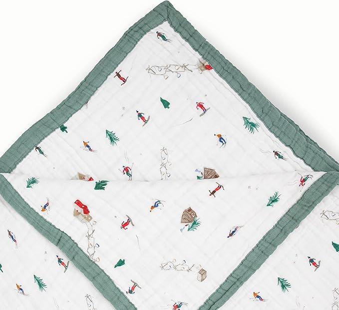 Little Unicorn Premium Quilted Throw | Super Soft, Multi-Layered Muslin XL Blanket| Great for Kids & Families (Powder Party)