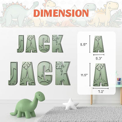 Personalized Wooden Name Sign - Custom Baby Name Signs for Nursery & Kids Room, Baby Announcement Sign, Wall Name Signs Personalized, Round Wooden Letters for Nursery Decor (3D Dinosaur)