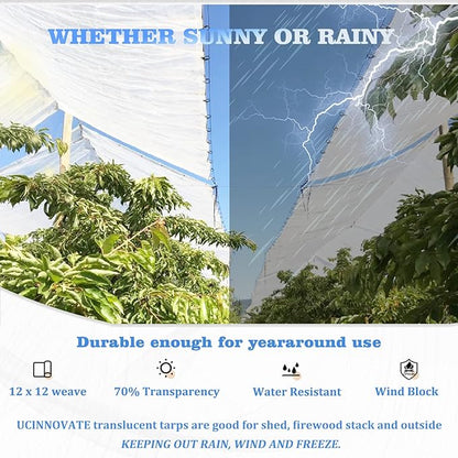 UCINNOVATE Clear Tarps Heavy Duty Waterproof 6.5 x 13ft, 120GSM Translucent Greenhouse Tarp with Grommets, Clear Plastic Tarp Cover for Garden Patio Lawn Plants Boat or Pet Hutch Roof