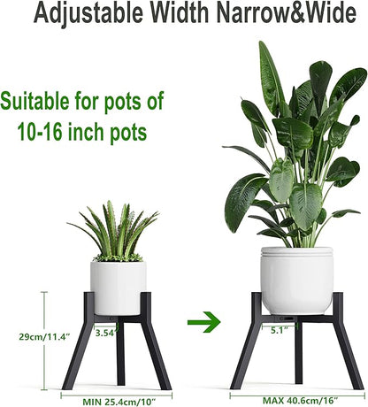 Adjustable Plant Stands Set of 2, Metal Modern Small Plant Holder, Heavy Duty Stable Flower Holder Stand rack for 10-16 Inch Indoor Outdoor Corner Living Room Balcony Office Black PS-007BK-2