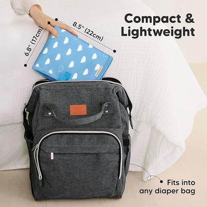 KeaBabies Portable Diaper Changing Pad, Easy Wipe Clean - Foldable Waterproof Baby Changing Mat for Diaper Bag, Compact, Lightweight, 25x13 Newborn, Infant, Baby Changer Travel Essential (Cloud)
