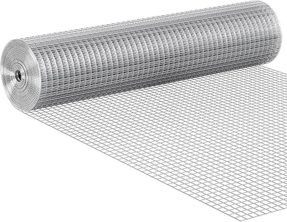 VEVOR Hardware Cloth, 1/2 inch 24in x 25 ft 19 Gauge, Hot Dipped Galvanized Wire Mesh Roll, Chicken Wire Fencing, Wire Mesh for Rabbit Cages, Garden, Small Rodents