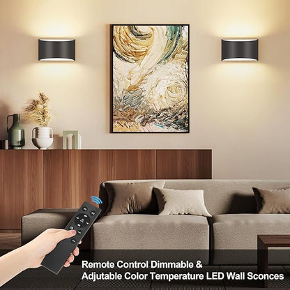 TRLIFE Modern LED Wall Sconces, Remote Control Dimmable and Adjustable Color