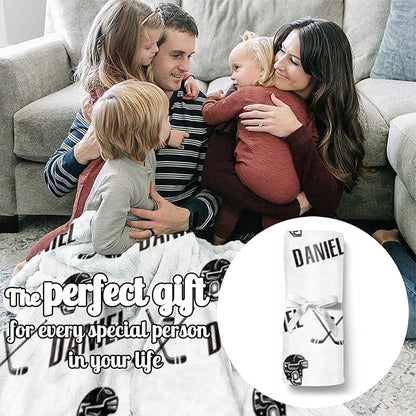 Custom Hockey Baby Name Blanket: Personalized Baby Essentials for Boys and Girls - Birthday Gift for Hockeys Lovers - Soft Fluffy Warm Skin Blankets 40x50inch