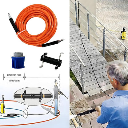 5800PSI/400Bar Ultra Flexible Pressure Washer Hose for Bosch Home Cleaning, 5M-30M High Pressure Extension Tube with Quick-Connect Adapter,(Red/Blue/Yellow/Green/Grey/Orange/Light Blue)(Orange,95FT)