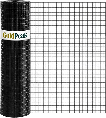 GoldPeak Black Vinyl Coated Hardware Cloth 1 inch Mesh 48'' x 50' 17 Gauge, PVC Coating Wire Mesh Roll Chicken Wire Mesh Garden Fencing Cage Wire Tree Guard Wire Mesh Fencing Welded Wire