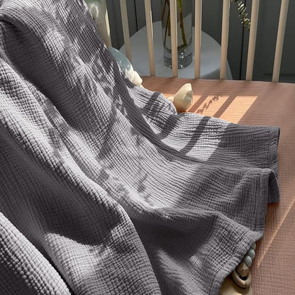 Lulu moon Muslin Quilt Blanket, Crib Blanket for Baby and Toddler,47x47 Inches(Gray)