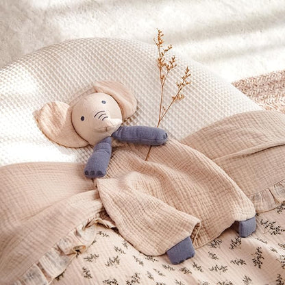 lulumoon Baby Security Blanket Elephant: Snuggle Muslin Lovey for Travel & Daycare - Self-Soothe Lovie for Newborn Gift