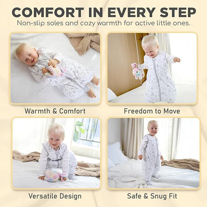 Mama Cheetah Toddler Sleep Sack with Feet, 2.5 TOG Organic Cotton Baby Sleeping Bag with Legs, Winter Baby Wearable Blankets for Early Walker 6-18 Month