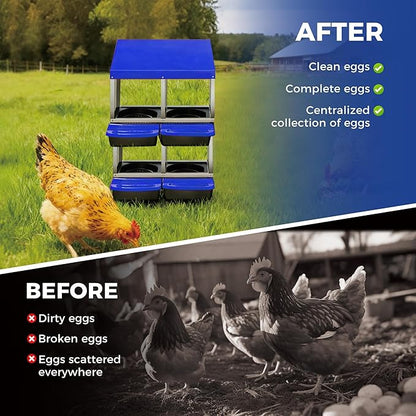 Garvee Chicken Nesting Boxes, 4 Hole Roll-Away Nesting Boxes for Chickens Coop with Perch, Hens, Ducks & Other Poultry,Egg Laying Box with Lid Cover to Protect Eggs,Easy to Assemble