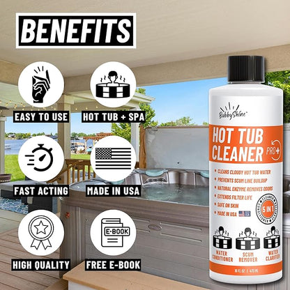 5in1 Weekly Hot Tub Cleaner - 16 Treatments, Conditioner, Clarifier - Hot Tub Chemicals, Spa Protector All in One Starter Kit, Spa Chemicals for Hot Tub for Crystal Clear Water - Made in USA
