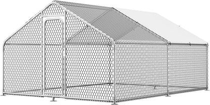 Large Metal Chicken Coop,13.1'L x 9.8'W x 6.6'H Chicken Run,Walk in Chicken Pen with Cover for Yard,Large Poultry Cage for Duck Rabbit