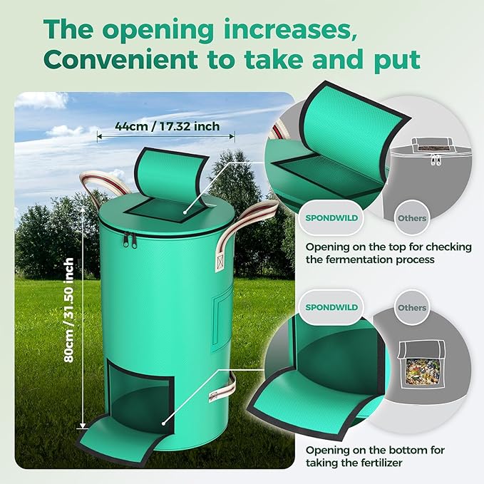 Reusable Garden Yard Waste Bag – 32 Gallon Breathable Thickened Reusable Lawn Bag, with 4 Handles for Easy Moving & Foldable Design, for Leaf & Miscellaneous Debris Collection(Green)