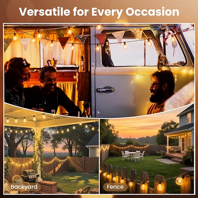 RTTY Outdoor String Lights 25ft, G40 Led Patio Lights