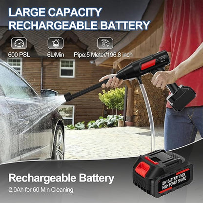 Cordless Pressure Washer Battery Powered,880PSI Cordless Power Washer with 4.0Ah Battery,6-in-1 Nozzle,3 Power Level Touch-Adjustable,Handheld Portable Pressure Washer for Cars Wash,Yard(Black+Orange)