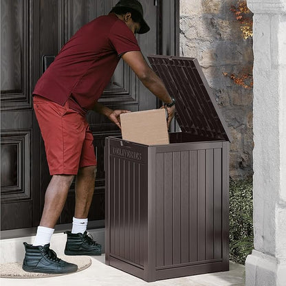 Package Delivery Box for Outside, 48 Gallon Storage with Lockable Secure, Large Double Wall Resin Outdoor Package Delivery Waterproof Deck