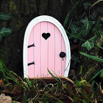 Whimsical Miniature Fairy Door - Handcrafted 3D Mini Woodland Portal Tree Accessory for DIY Garden Landscapes, Terrarium Decor & Collector's Fantasy Displays（Pink Streak ）