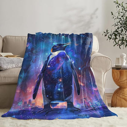 Tijuboni Penguin Throw Blanket Penguin Gifts for Girls Boys Women Men Kids Adults Soft Flannel Fleece Blanket for Couch Sofa Bed Home Decor 50"x60"