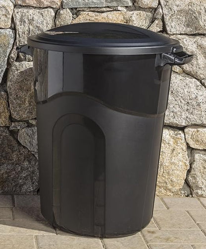 32 Gallon Heavy Duty Plastic Outdoor Trash Can with Lid, Lock & Easy-Carry Handles – Suitable for Indoor/Outdoor, Kitchen, Yard, Garage & Office