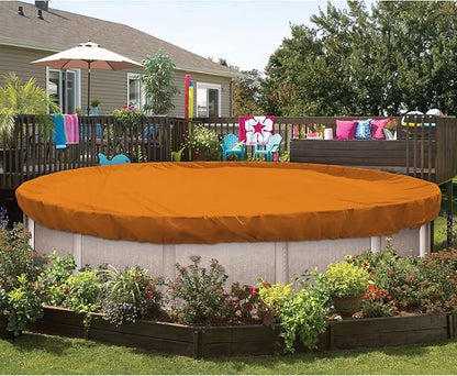 ECOOPTS 10 ft Round Pool Cover for Above Ground Pools, Swimming Pool Cover Protector Winter Safety Cover (Orange)