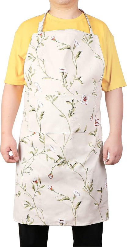 Sanlykate Extra Large Canvas Cotton Apron for Men & Women, Plus Size Durable Aprons with 2 Pockets, Adjustable Bib Machine Washable Oversized Aprons for Baking, Cooking, Painting - Plain