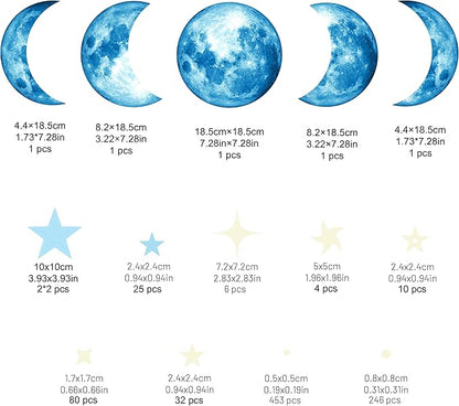 Glow in The Dark Stars for Ceiling, Starry Sky Stars and Moon Wall Decals, Space Solar System Galaxy Planets Wall Decors, Perfect Gifts for Kids Nursery Bedroom Living Room, Birthday Party Christmas