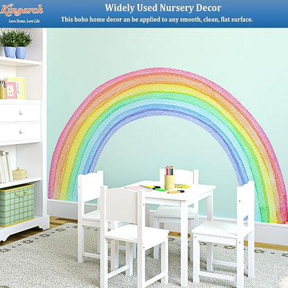 Large Watercolor Rainbow Wall Decals, Colorful Peel and Stick Vinyl Nursery Wall Decor, Removable Home Room Wall Decor Murals Stickers for Kids Girls Toddler Bedroom Living Room Playroom