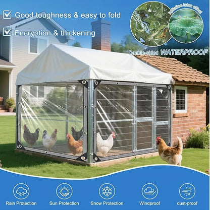 8x10ft Clear Tarp Heavy Duty Waterproof, Clear Vinyl Tarp with Grommets, Transparent Tarpaulin Vinyl for Patio Enclosure, Roofs, Greenhouse Plant, Chicken Coop Covers