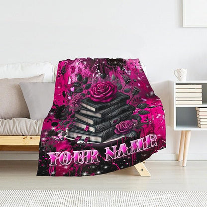 Personalized Book Lovers Gifts for Girls - 40" x 50" Reading Blanket Decor for Kids - Plush Soft Flannel Throw for Birthday