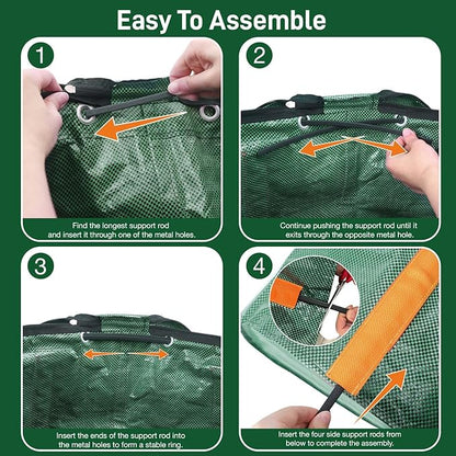 Reusable Yard Waste Bags 3 Packs 32 Gallon Standable Garden Bags for Leaves with Reinforced Carry Handles Heavy Duty Collapsible Yard Waste Containers for Leaves, Lawn Debris & Grass Clippings