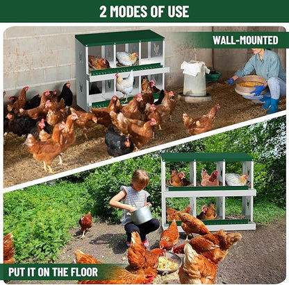 TrailBlaze Metal Chicken Nesting Boxes, Chicken Egg Laying Box with 6 Compartments, Large Vented Holes Chicken Coop with Rollout Egg Collection, Wall Mount Coops for Chickens, Hens (Green)