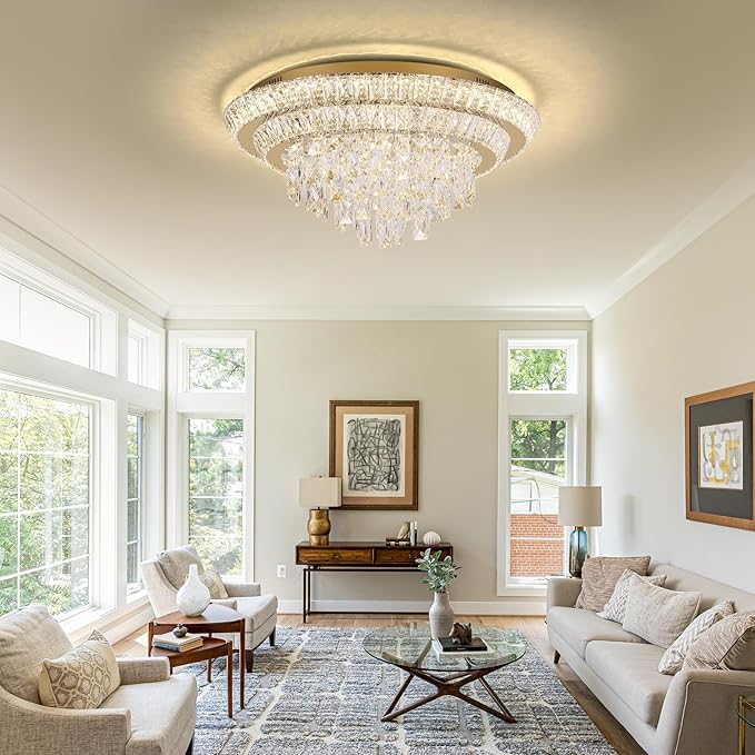 24 inch Flush Mount Crystal Chandelierse