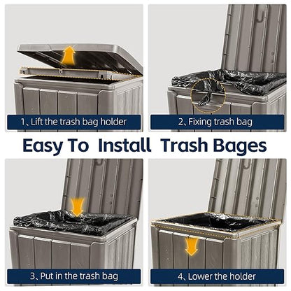 Outdoor Trash Can 23 Gallon Garbage Can with Lid Waterproof Resin Garbage Patio Waste Bin for Garden, Backyard, Deck,Gray