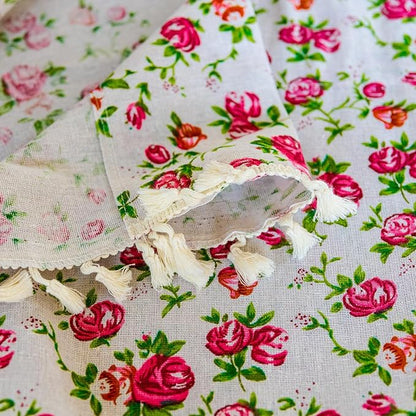 ENJOYBRIDAL Floral 96 Inch Curtains for Living Room Bedroom Drapes Farmhouse Vintage Semi Sheer Long Window Curtains 2 Panel Sets Boho Cute Rustic Dining Room Rod Pocket Window Treatments