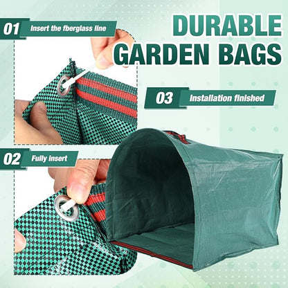 WILLBOND 3 Pcs Yard Waste Bags Large Yard Dustpan Type Garden Bag for Collecting Leaves Reusable Heavy Duty Lawn and Leaf Bag for Parties Laundry, Camping (40, 53, 72 Gallon)