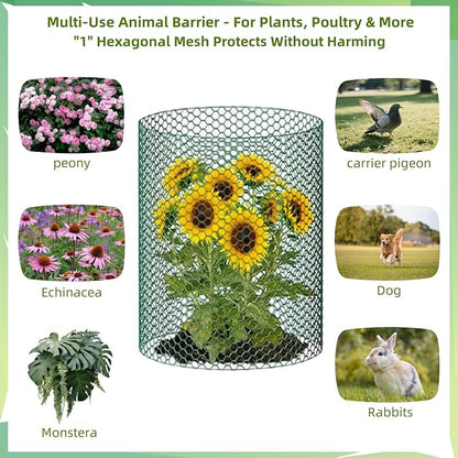 Chicken Wire, Easy to Shape, 15.7 x 87 Inches, Green PVC Coated Lightweight Galvanized Hexagonal Chicken Wire mesh, Floral Chicken Wire for Craft, Poultry, Garden