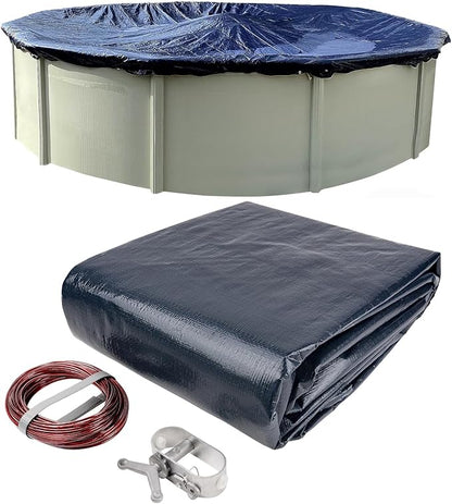 15’ ft. Round Pool Winter Cover for Above Ground Pools - 8-Year Warranty, Cold and UV Resistant, Weatherproof and Durable, Winch & Cable Included